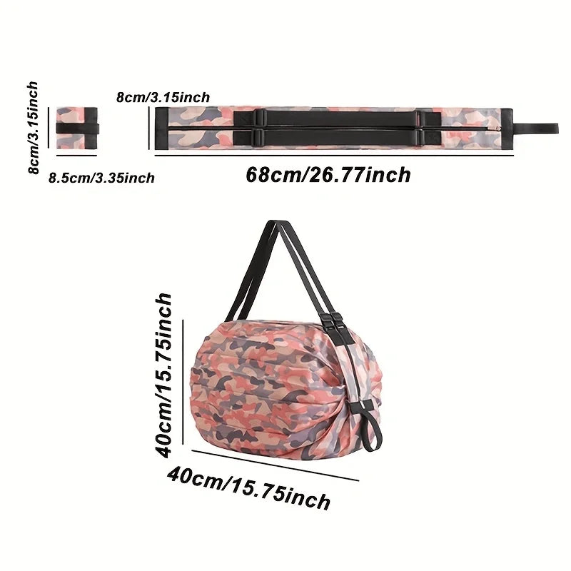1pc Foldable Shopping Bags Foldable Storage Bag With Handle Portable Travel Camouflage Handbags Large Capacity Nylon Bag
