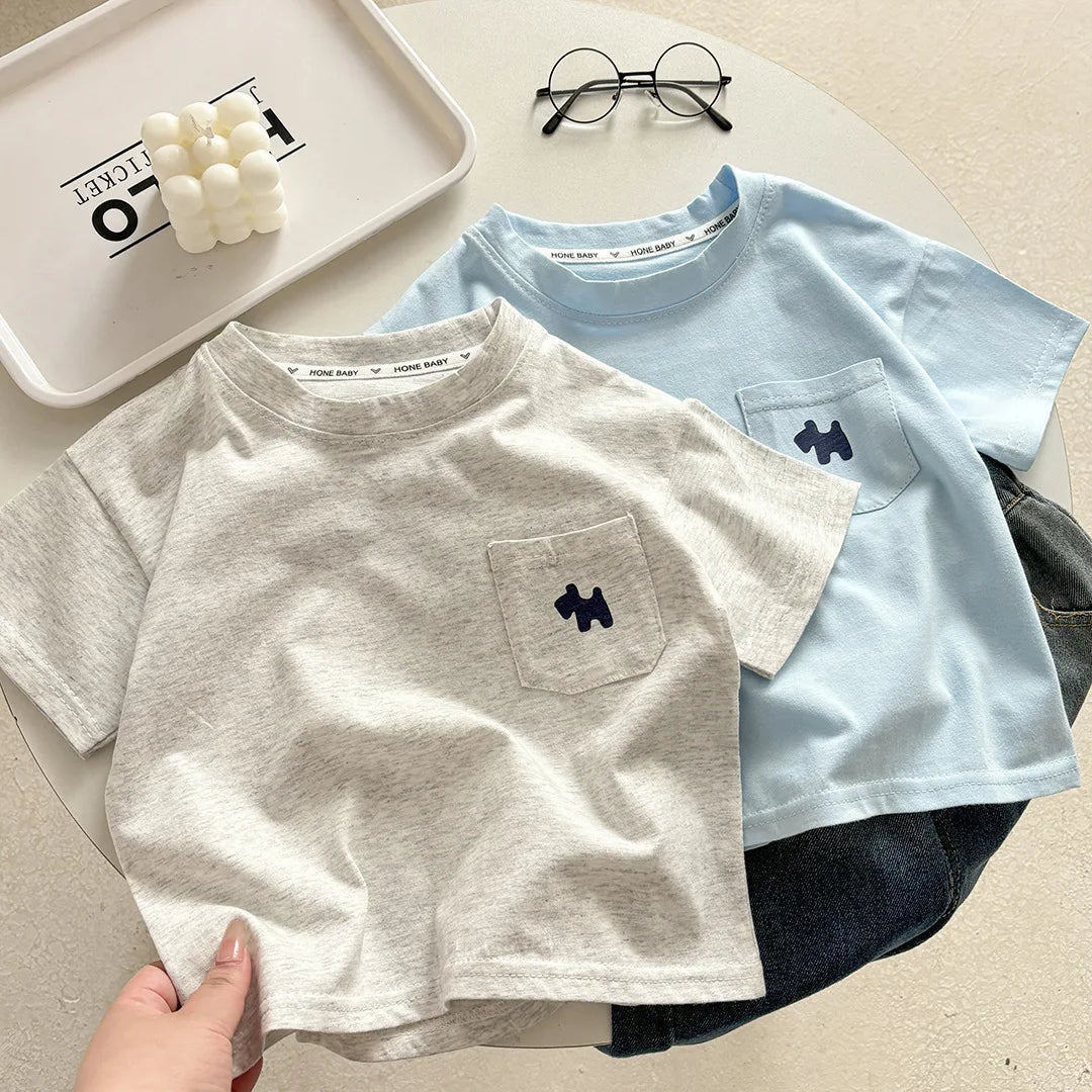 Children's Soft Cotton T-shirt Cotton Boys Summer Baby Boys and Girls New Clothing Girls Loose Casual Blouse Half-sleeved