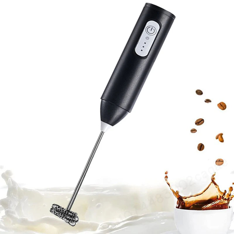 Wireless USB-C Electric Milk Frother – Handheld Stainless Steel Coffee Whisk