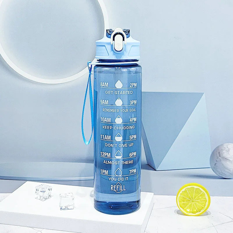 Sports Water Bottle with Time-Tracking Straw – Flip Lid, Leak-Proof, 750ml