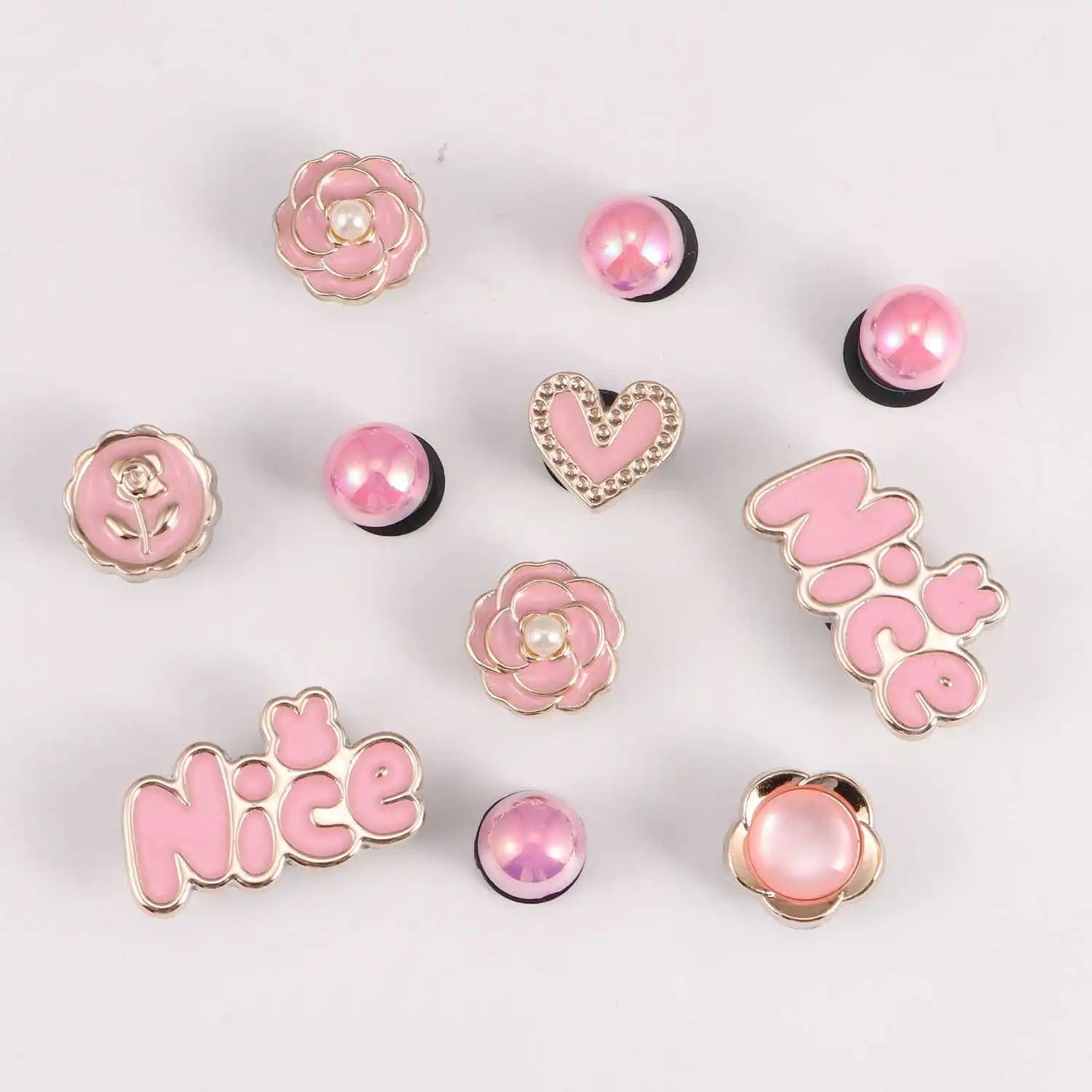 Yellow Aesthetic  Charms Set Cute Smiley Face Flower Heart Shoe Charms DIY Sweet Shoe Decorations for Sandals Wo