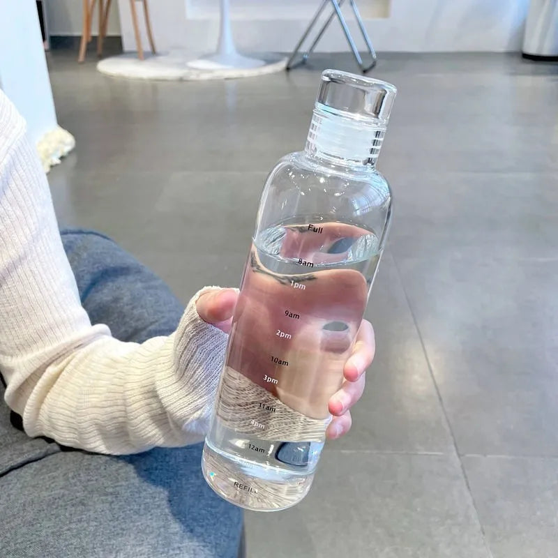 Simple Water Bottle With Time Scale For Tour Outdoor Sports And Travel Leak Proof Seal School Water Bottles for Girls Milk Juice