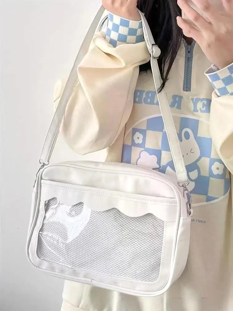 Japanese Harajuku Women's Ita Bag PU Transparent Pocket Itabag High School Girl Uniform JK Crossbody Shoulder Bag Handbag