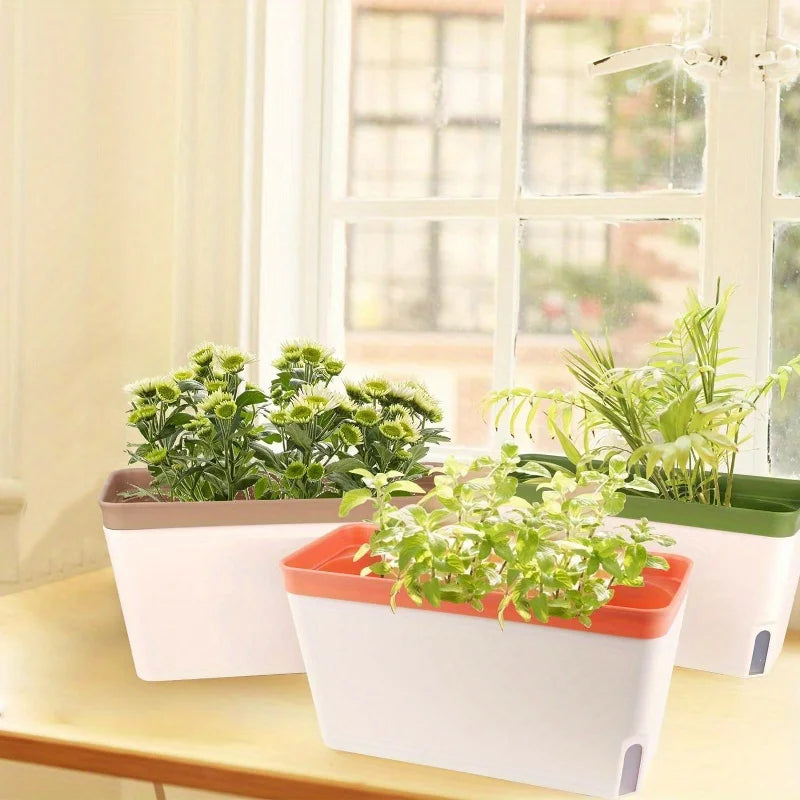 Self-Watering Windowsill Herb Planter Kit – Indoor Garden Set with Water Level Indicator