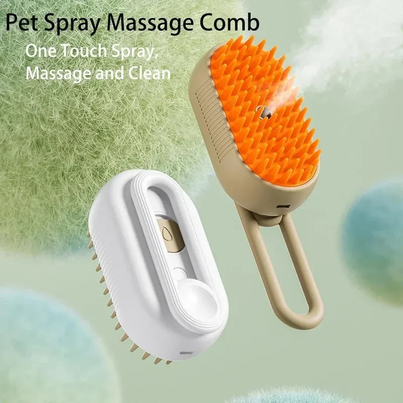 Electric Steamy Brush for Cat and Dog, Steam Brush, Electric Sprayer for Massage, Pet Grooming Tool, Shedding Combs, 3 in 1