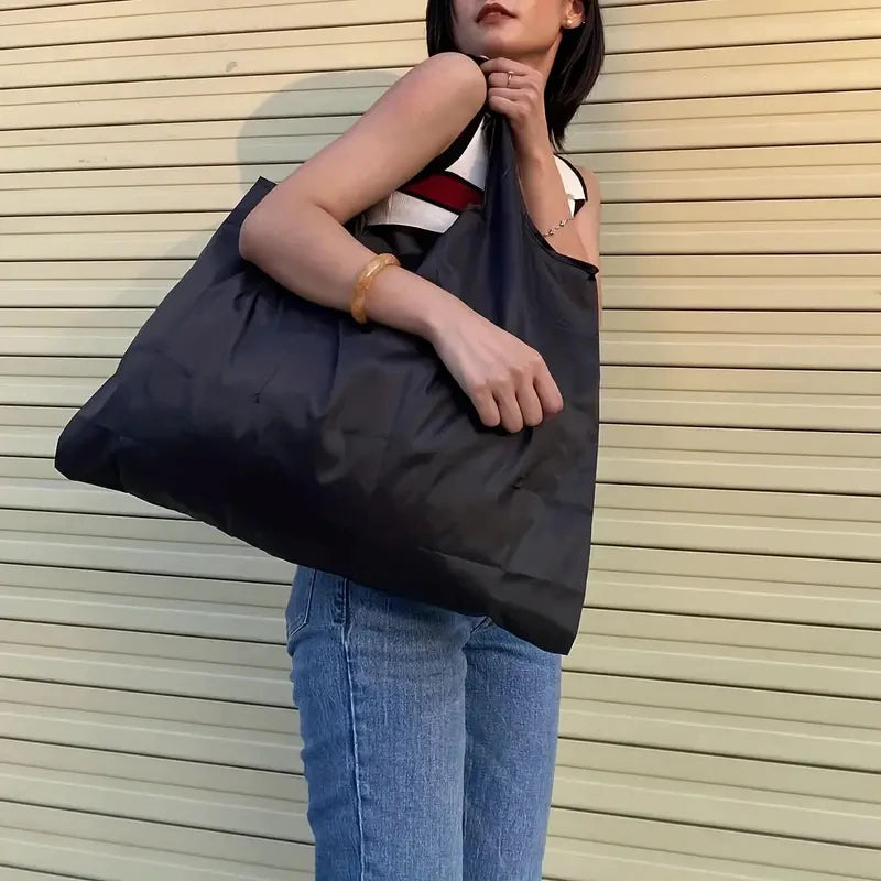 Foldable Waterproof Reusable Shopping Bag – Portable Grocery Shoulder Tote