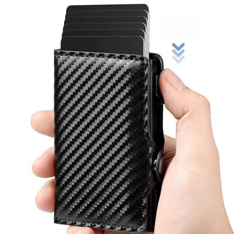 Men's Women's Multi-Function Designer Bank Card Wallet RFID Blocking Metal Aluminum ID Card Holder Fashion Business Pop-Up Purse