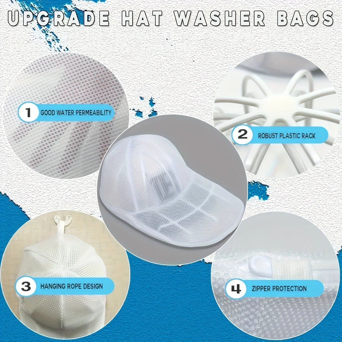 Hat cleaning cage for washing machines, hat cleaner with mesh bag,Hat bags or hat racks can be purchased separately.