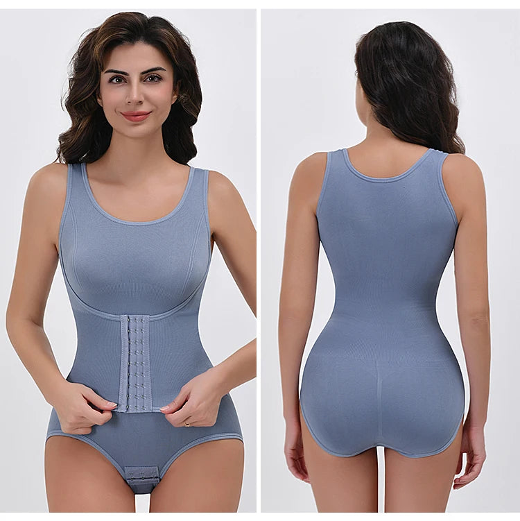 Double-Breasted Tummy Control Bodysuit – Postpartum Slimming Waist Trainer Corset