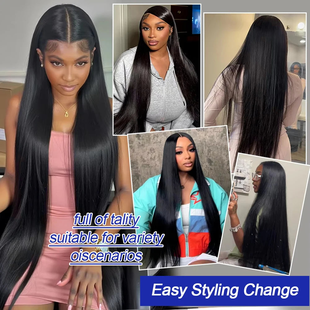  40 42 Inch Straight Human Hair Wigs 13x4 13X6 HD Lace Frontal Wig 300% Density Human Hair Remy Invisible Swiss Lace Wigs For Women