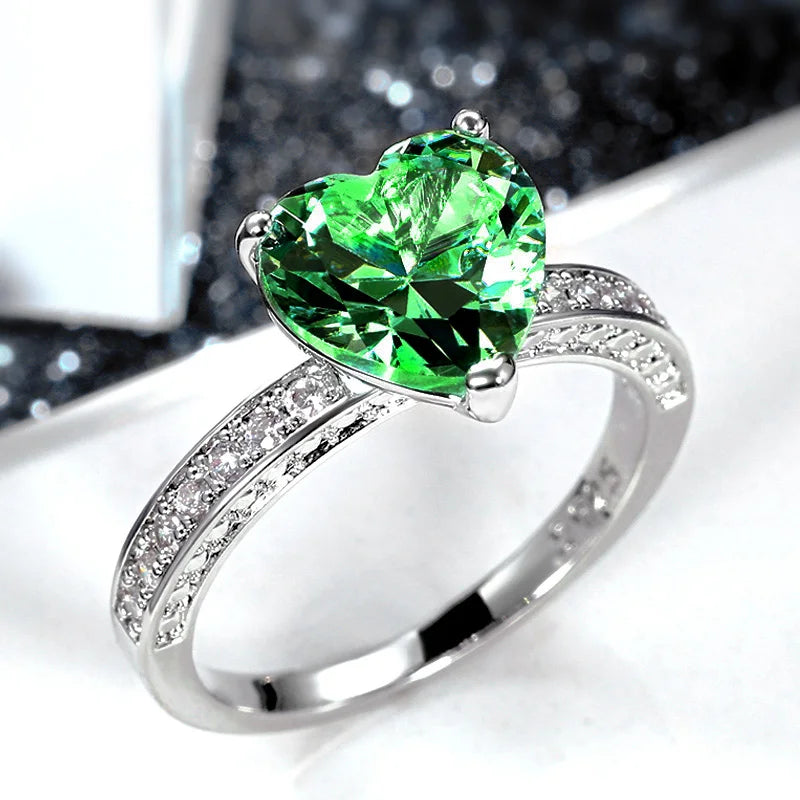 Huitan Luxury AAA Pink CZ Heart Engagement Ring – Proposal Gift for Women