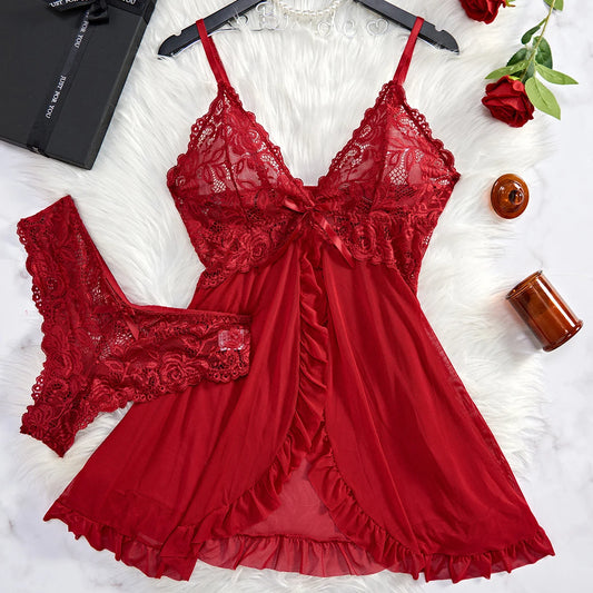 Women's Lace See-Through Slip Nightdress & Sleepwear Dress