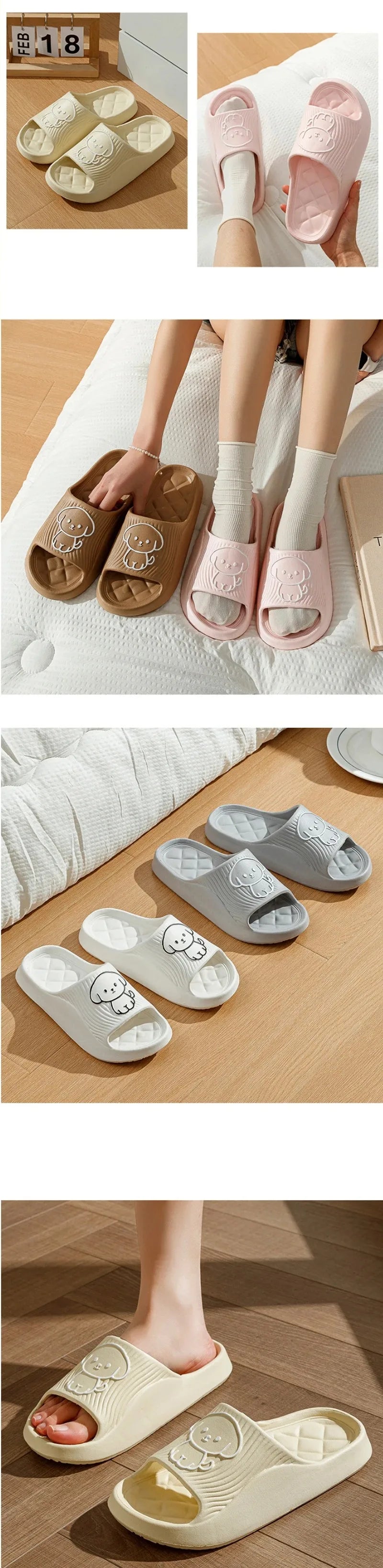 Cute Carton Slippers Bathroom Slippers Cloud Cushion Slides Summer Soft Thick Platform Home Men Indoor Non-slip Flat Flip Flops