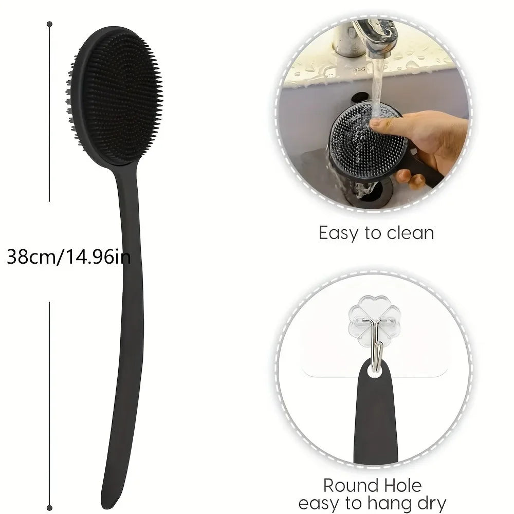 Long Handle Silicone Back Scrubber Brush – Deep Cleansing & Exfoliating Body Brush
