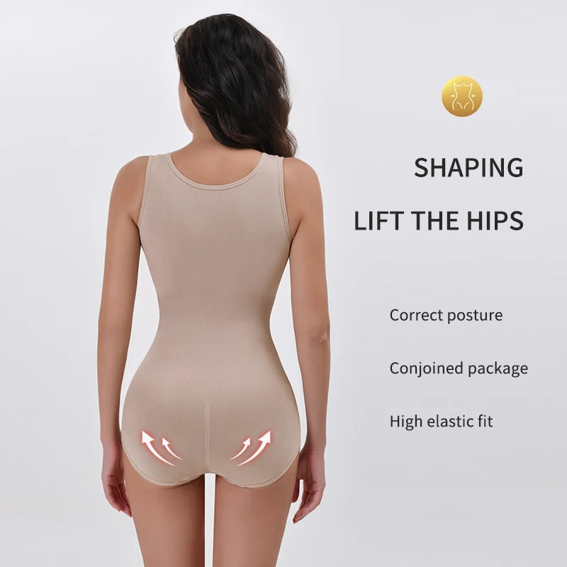 Double-Breasted Tummy Control Bodysuit – Postpartum Slimming Waist Trainer Corset