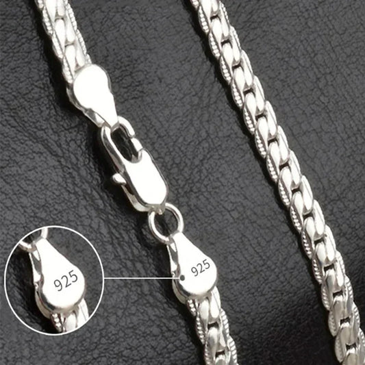 Silver 6MM Chain Necklace – 16 to 24 Inch Fashion Jewelry for Women & Men