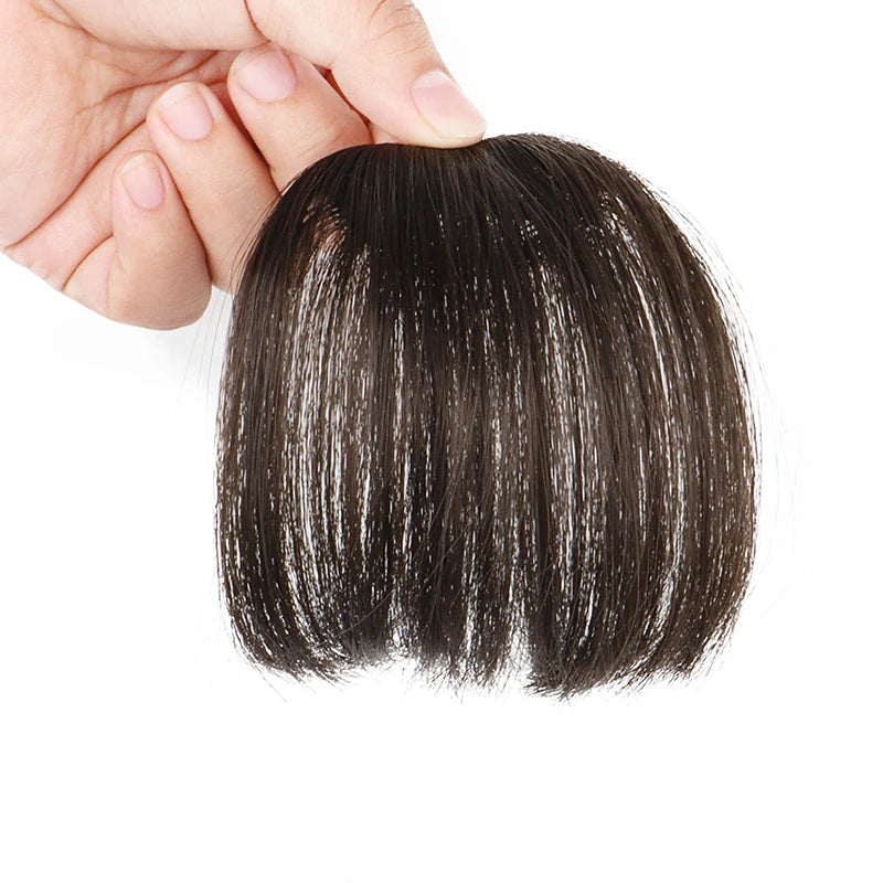 Synthetic Air Bangs Sideburns Short Straight Clip in Bangs Fake Front Hairpiece for Women Daily Use Easy to Wear