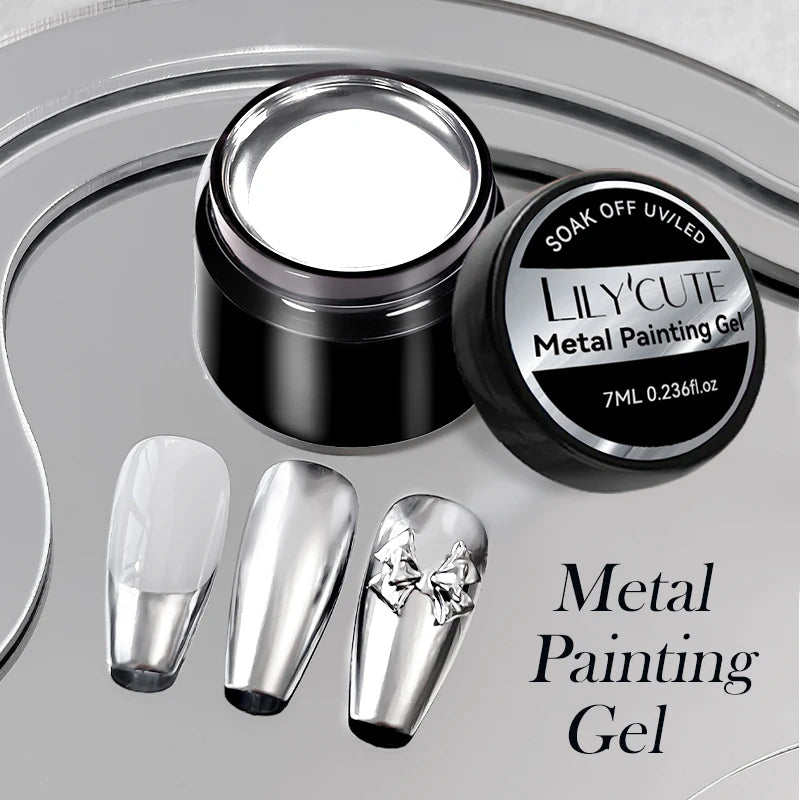 Gold Metallic Gel Nail Polish Liner – Super Bright Mirror French Stripe Nail Art
