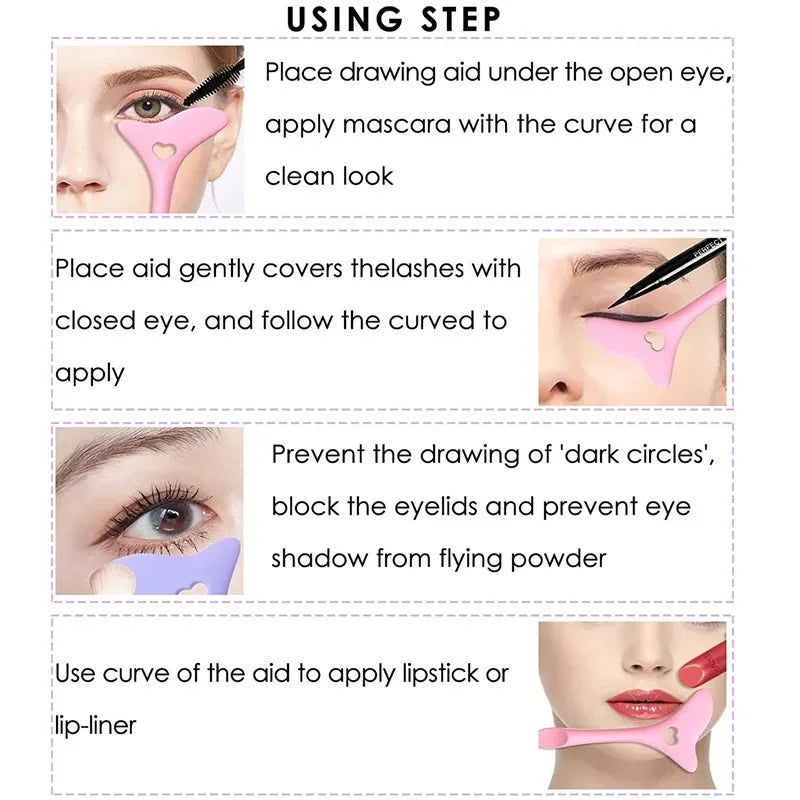 Silicone Eyeliner & Lipstick Stencil Aid – Reusable Wing Tip Makeup Tool