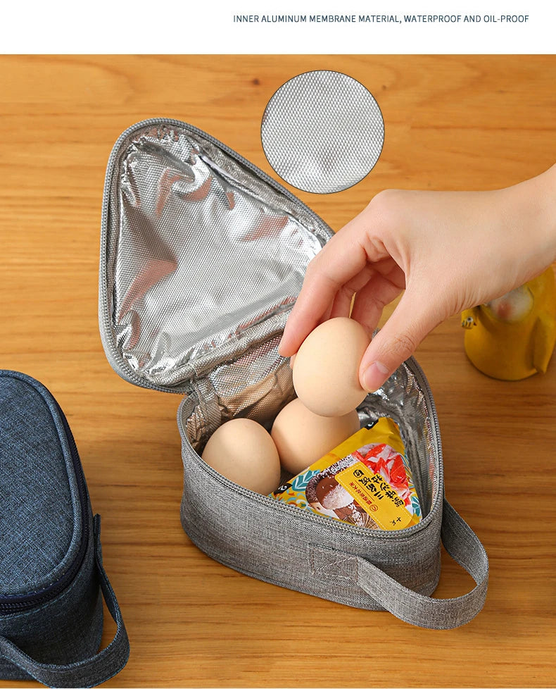 Triangle Portable Breakfast Insulation Bag Aluminum Foil Lunch Bag Mini Rice Vegetable Roll Outdoor Picnic Lunch Box