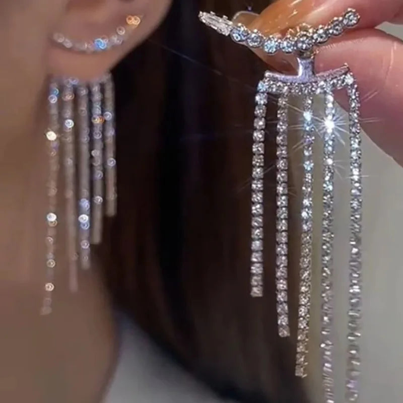 Y2K Silver Liquid Geometric Clip Earrings – Hip-Hop Punk Style