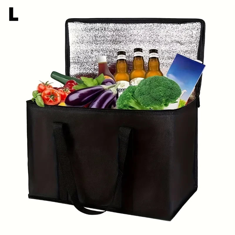 18/35L Insulated Tote Bag Fruit Food Meal Big Storage Cooler Delivery Zipper Thermal Case Outdoor Shopping Camping Equipment