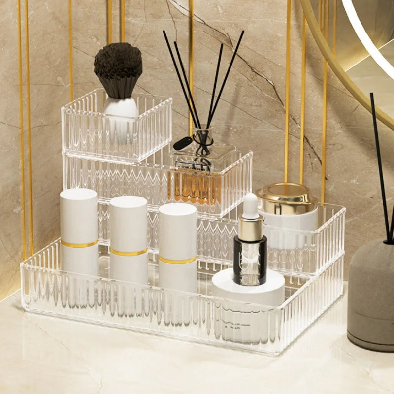 Stackable Acrylic Drawer Organiser Trays – Clear Makeup & Bathroom Vanity Storage Bins
