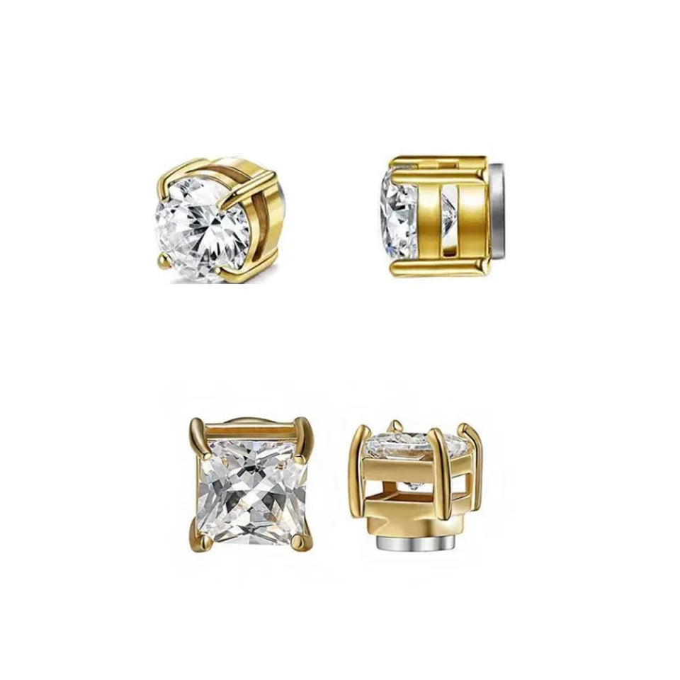 Punk round Zircon Magnetic Ear Studs Crystal CZ Non Piercing Jewelry for Men And Women Strong Magnet Clip Earrings