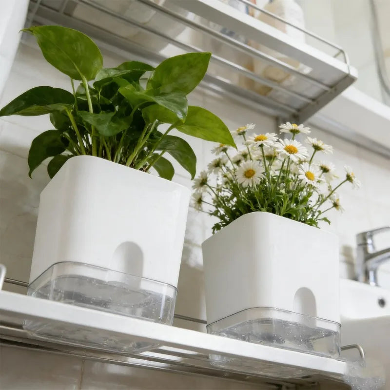 Square Self-Watering Plant Pot – Double Layer Indoor Balcony Flower Pot