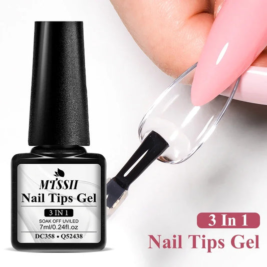 3-in-1 Soft Nail Tip Gel – Transparent Extension Gel with Strong Adhesive UV/LED