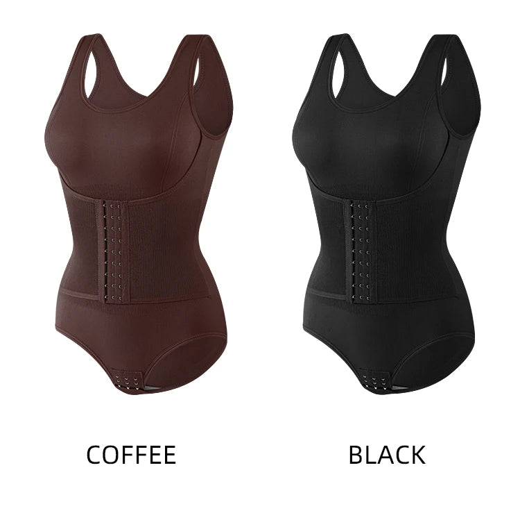 Double-Breasted Tummy Control Bodysuit – Postpartum Slimming Waist Trainer Corset