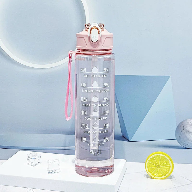 Sports Water Bottle with Time-Tracking Straw – Flip Lid, Leak-Proof, 750ml