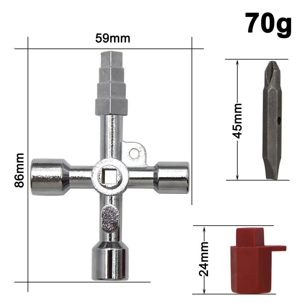 4-in-1 Key Wrench Screwdriver Tool Set – Triangle, Quadrangle & Electrical Cabinet