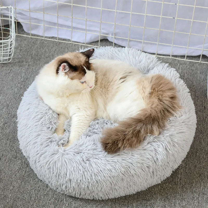 New Cat Dog Bed Super Soft Pet Cat Bed Pet Mattress Plush Washable Calm Donut Bed Comfortable Sleeping Artifact Suitable Winter