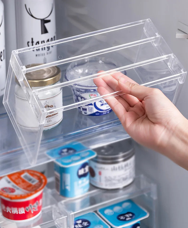 Fridge Storage Rack & Layered Separator Shelves – Transparent Space-Saving Organiser