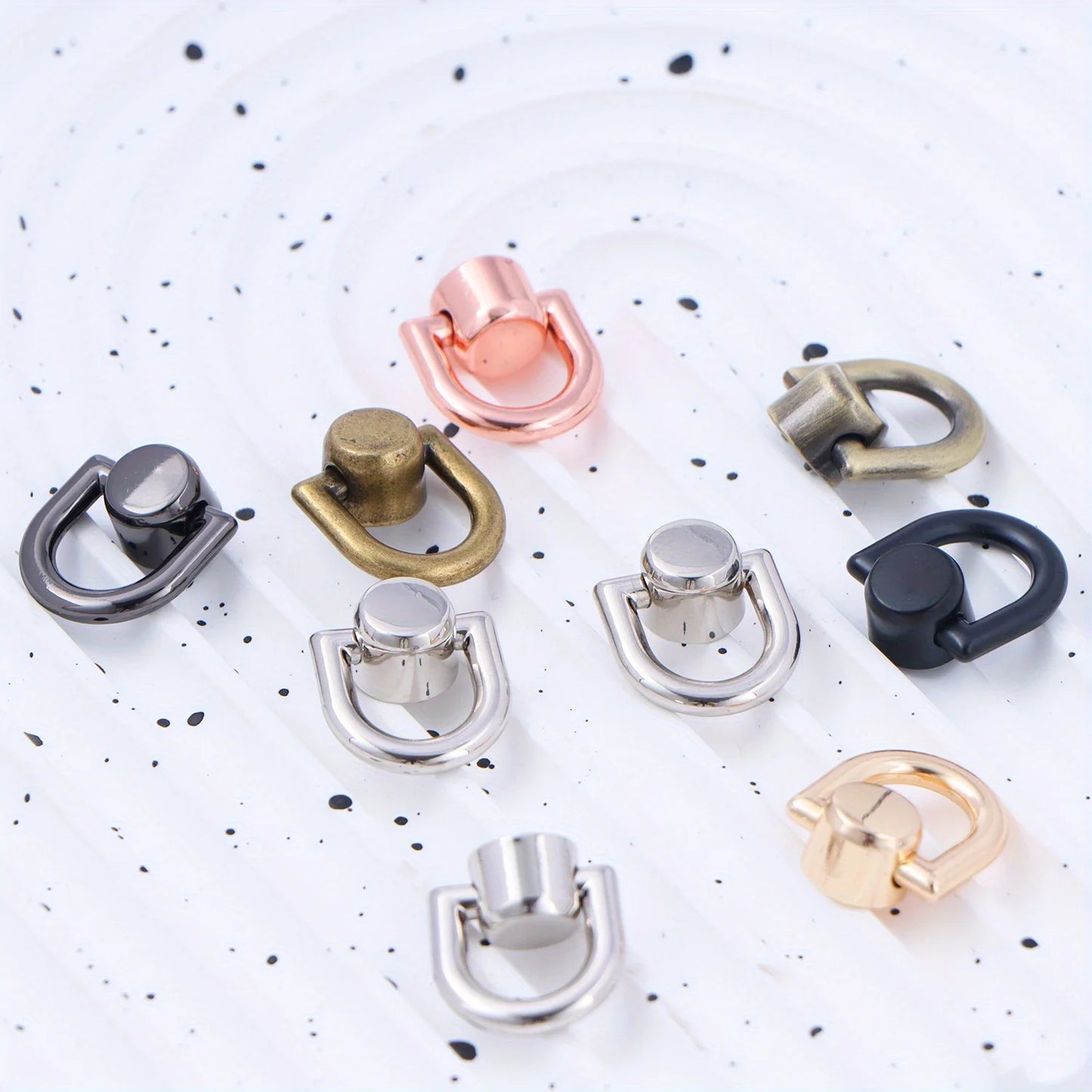 4 Pcs D Rings Rivets for Leather Purse Stud Screw Metal Ring Studs Rivets for Wallet Strap Accessories Leather Purse Hardware