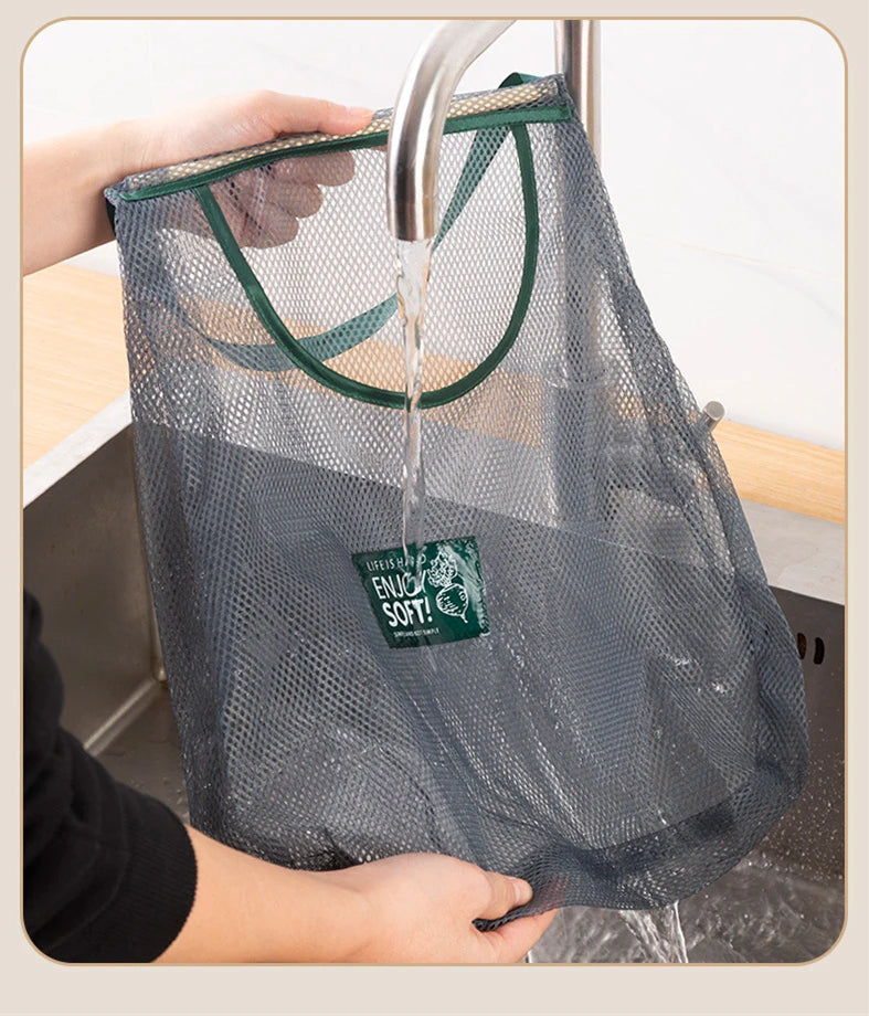 Reusable Kitchen Hanging Mesh Storage Bag – Fruit, Vegetable & Garlic Net Bag