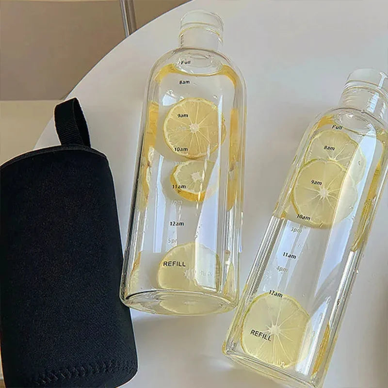 Simple Water Bottle With Time Scale For Tour Outdoor Sports And Travel Leak Proof Seal School Water Bottles for Girls Milk Juice