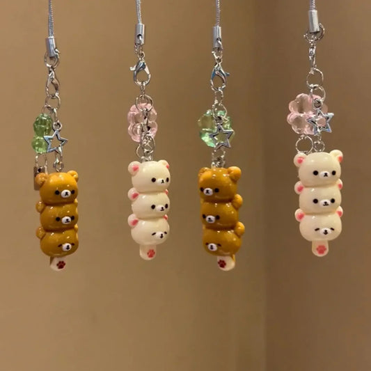 Kawaii Bear Phone Charm Pendant – Y2K Anime Keychain for Bags & iPhone
