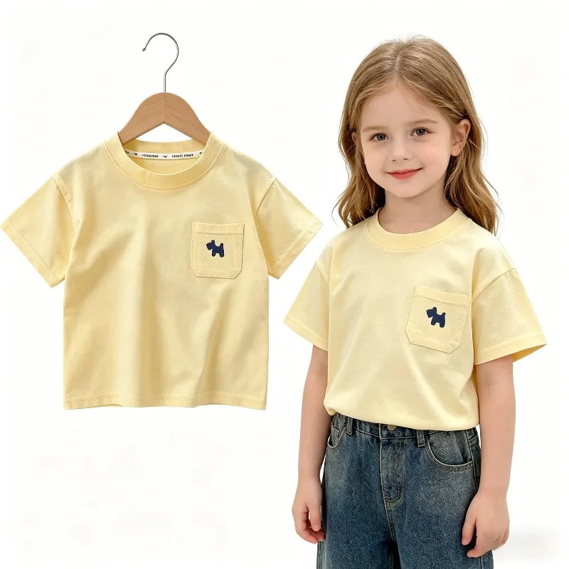Children's Soft Cotton T-shirt Cotton Boys Summer Baby Boys and Girls New Clothing Girls Loose Casual Blouse Half-sleeved