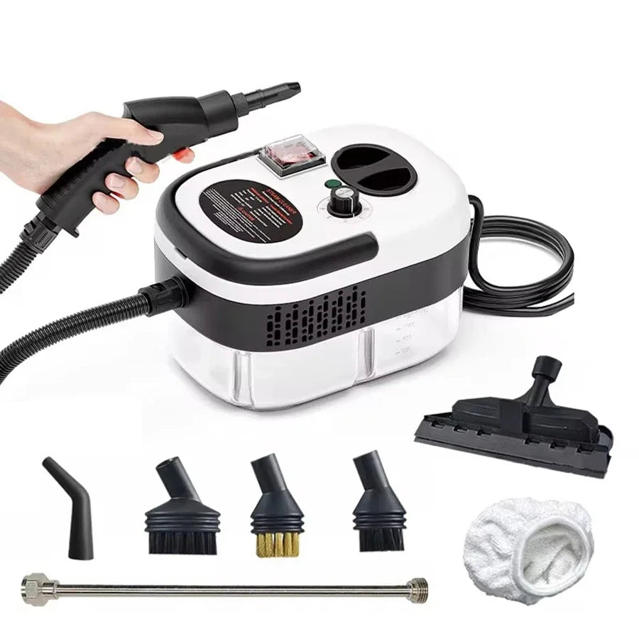 Handheld Pressurized Steam Cleaner – High-Temp Multi-Surface Deep Clean with Brush Heads