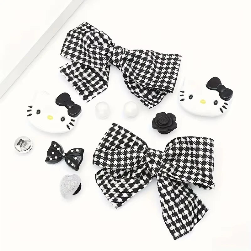 Hello Kitty Series Shoes Charms Bow Cartoon Anime Shoe Flowers For Clogs Sandals Diy Decoration Xmas Party Gifts Favors