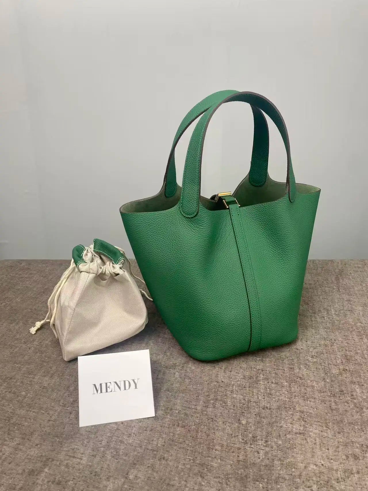MENDY Genuine Leather Bucket Bag – Premium Large Tote Handbag for Women