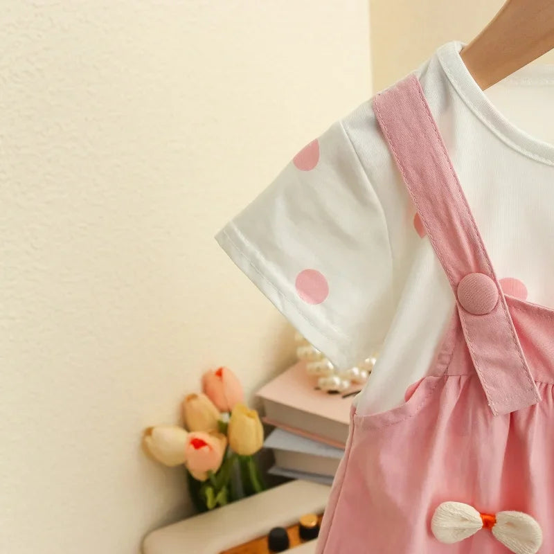 Baby Girl Clothes Summer Polka Dot Print Cute Three-Dimensional Bow Decoration Baby Dresses Sweet Birthday Party Baby Clothes