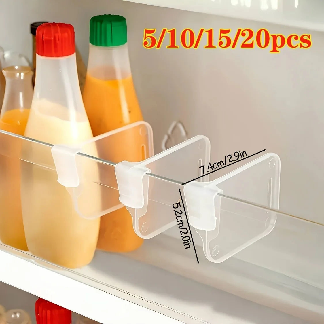 5–20 Pack Clear Fridge Organiser Dividers – Adjustable Refrigerator Storage