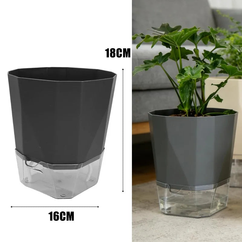 Self-Watering Plant Pot with Clear Reservoir – Breathable Indoor Planter