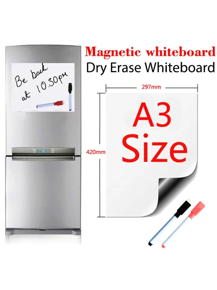 A3 Size Magnetic Whiteboard Dry Erase White Board, Fridge Stickers for Refrigerator Kitchen Planner Bulletin Board