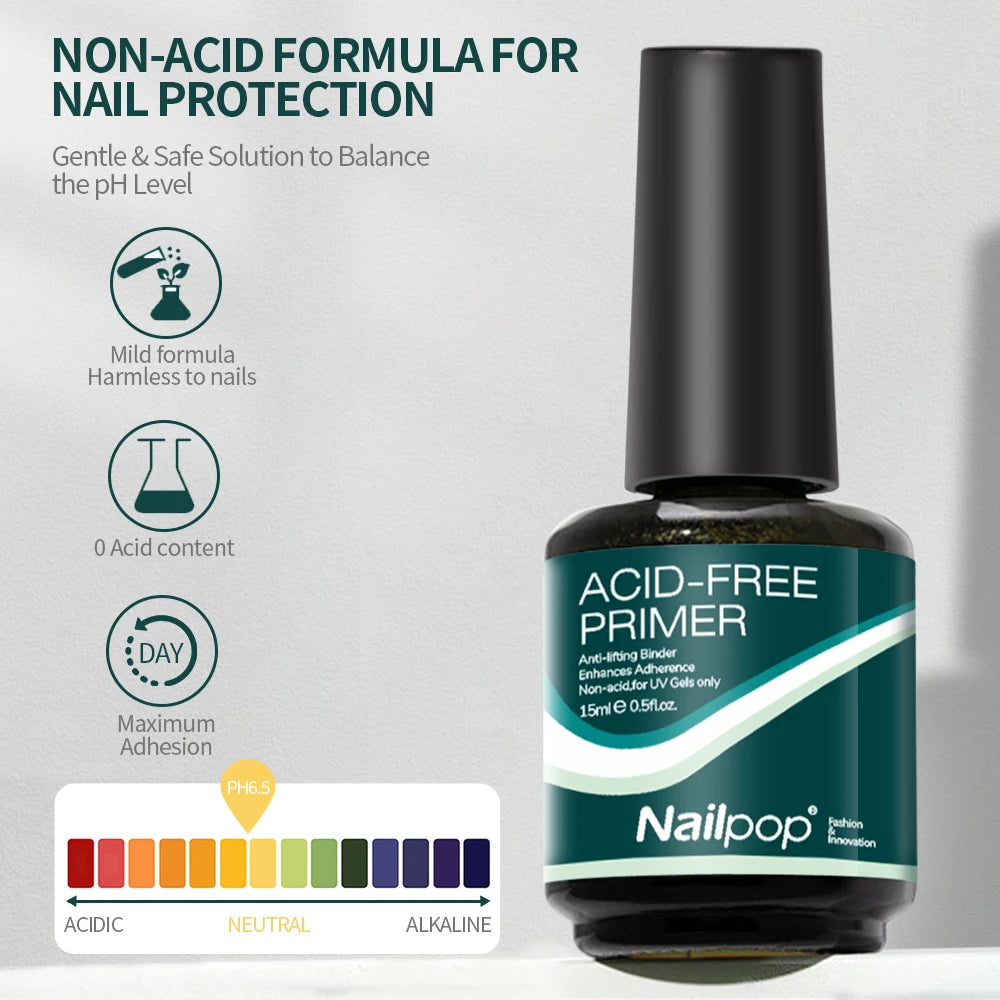 Nail Dehydrator and Primer Acid Free Natural Nail Prep Dehydrate Bond Primer Bonding Polish Soft Nails Tips Gel Nail Supplies