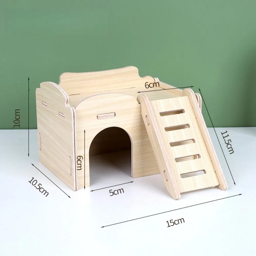 New Wooden Hamster Villa Chewable Easy to Install Platform House Durable Cage Accessories Hamster Climb Pet Supplies