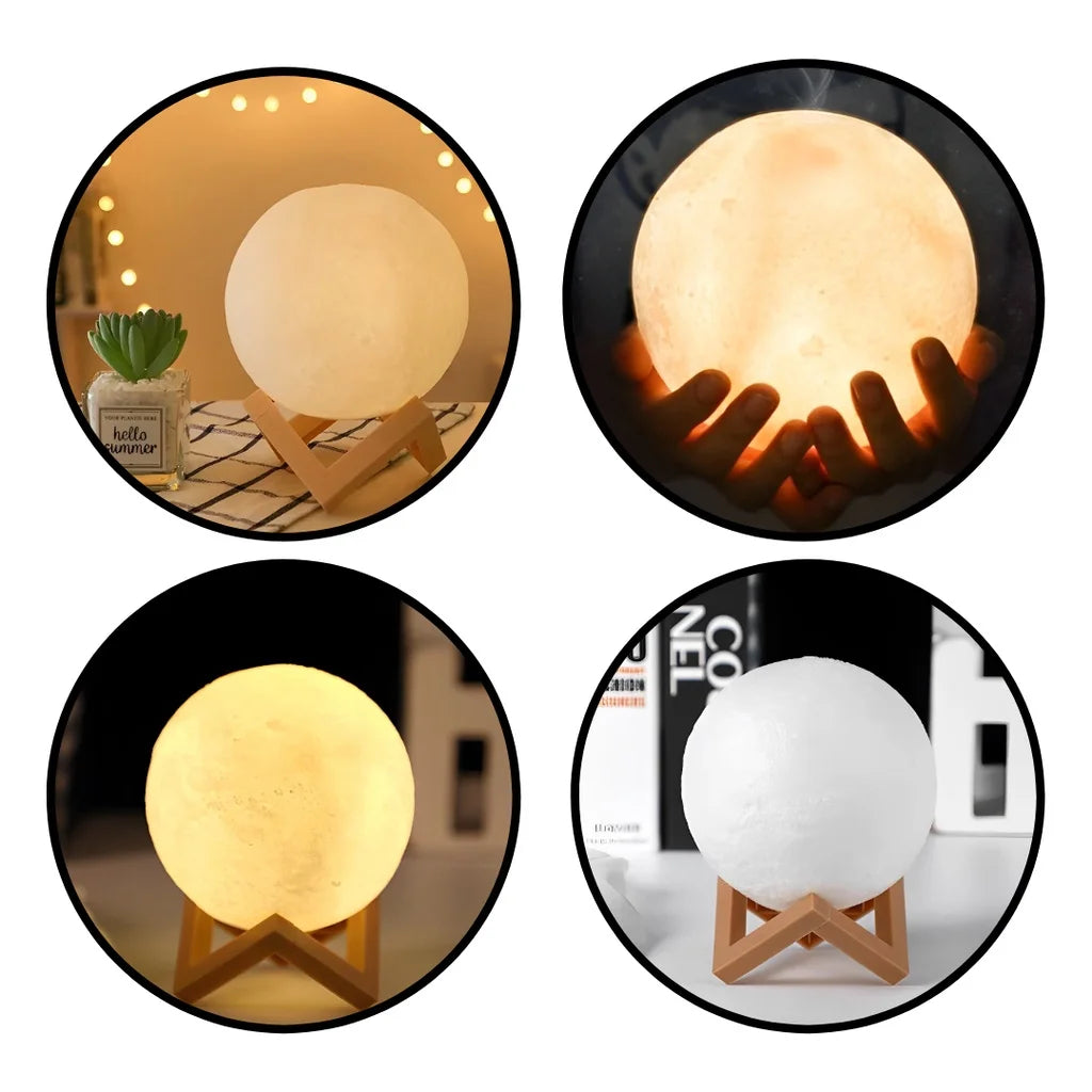 Moon Lamp LED Night Light – Battery Powered with Stand for Bedroom Décor & Kids